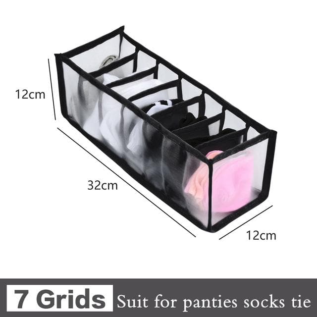 7grids Foldable Underwear Underwear Socks Organizer With Dividers Clothes Storage Box Breathable Mesh Bag For Wardrobe