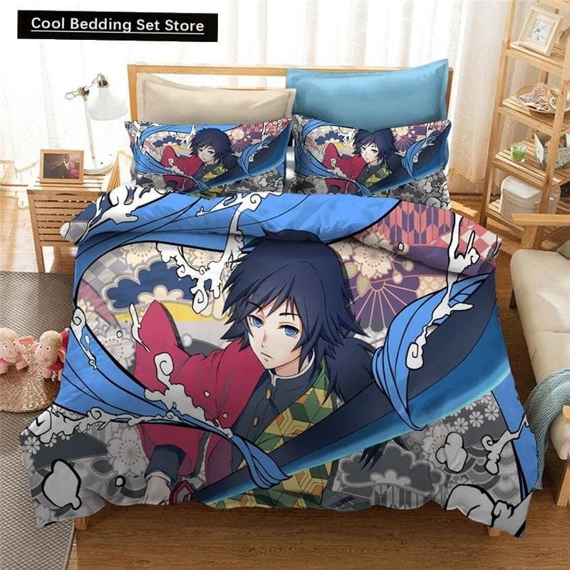 Cartoon Demon Slayer Bedding Set Duvet Covers Japan Anime 3D Printed Comforter Bedding Set Bedclothes Bed Linen Home Textiles 70x133cm 2pcs