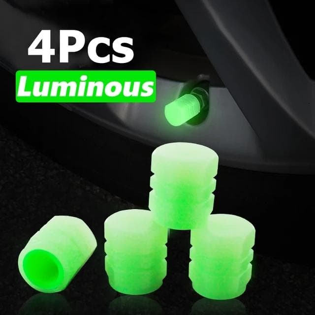 4pcs Luminous Car Tire Valve Caps Wheel Tyre Rim Stem Covers Dustproof Waterproof For Auto Motorcycle Bicycle Wheel Tyre Tools 4Pcs green