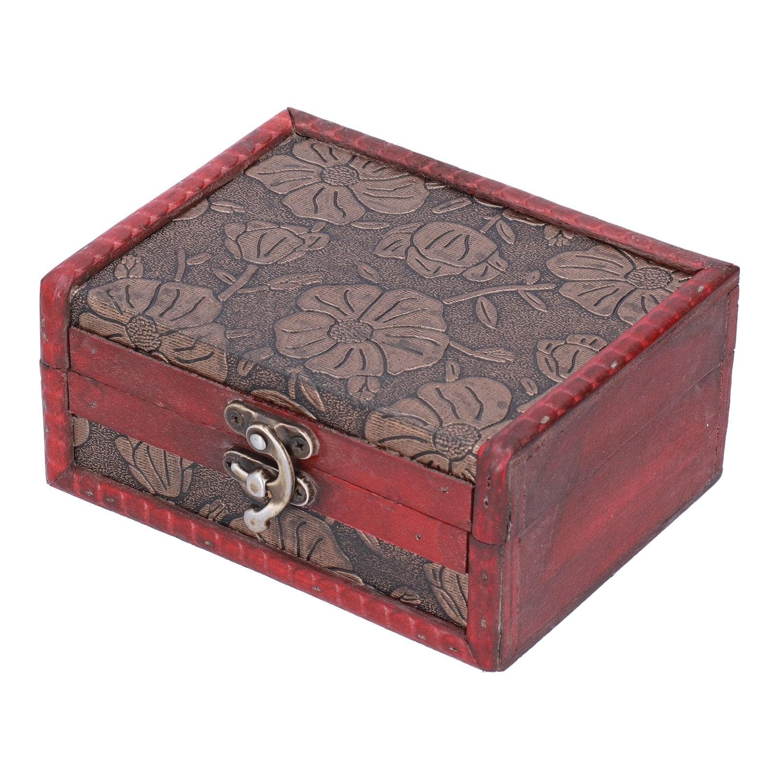 Vintage Jewelry Box Flower Pattern Wooden Decorative Storage Organizer Container Case