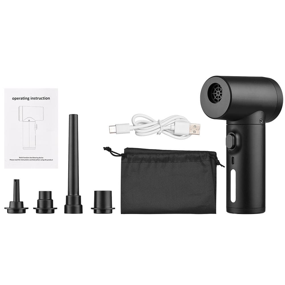 Multifunctional Cordless Electric Air Duster & Air Pump 2-in-1 Dust Blowing Device with LED Light black