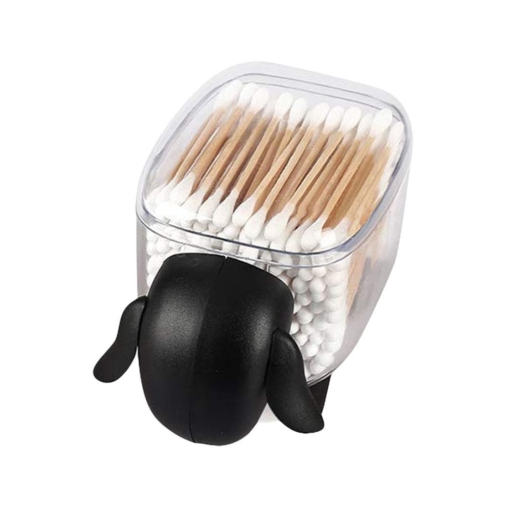 Mini Plastic Cotton Swab Storage Box Cute Sheep Dust-proof Cosmetic Cotton Storage Box Household black