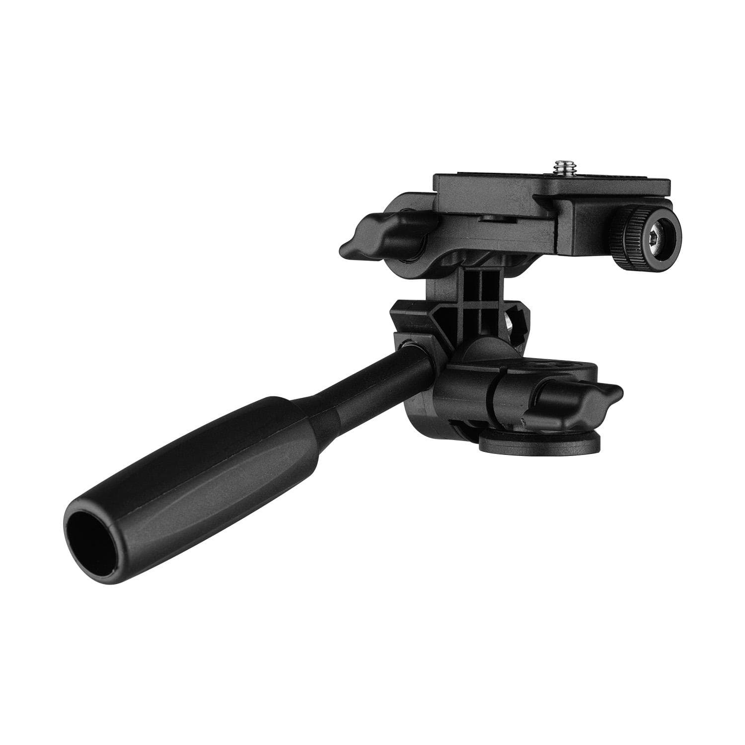 3-Way Pan Tilt Head 360 degrees Panoramic 3KG Payload with Handle Quick Release Plate Universal 1/4 black