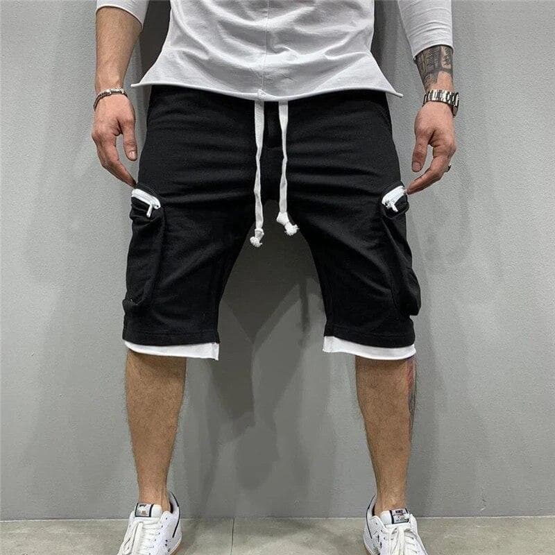 Men's Summer Loose Shorts Jogging Shorts Casual Fitness Street Shorts XL black