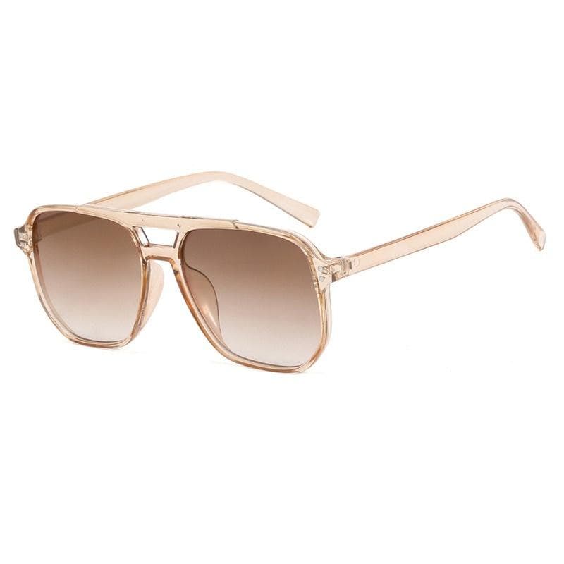 Double Bridge Rivet Oversized Square Sunglasses Women Vintage Designer Sun Glasses Fashion Big Frame Cool Female only 1pcs sunglasses