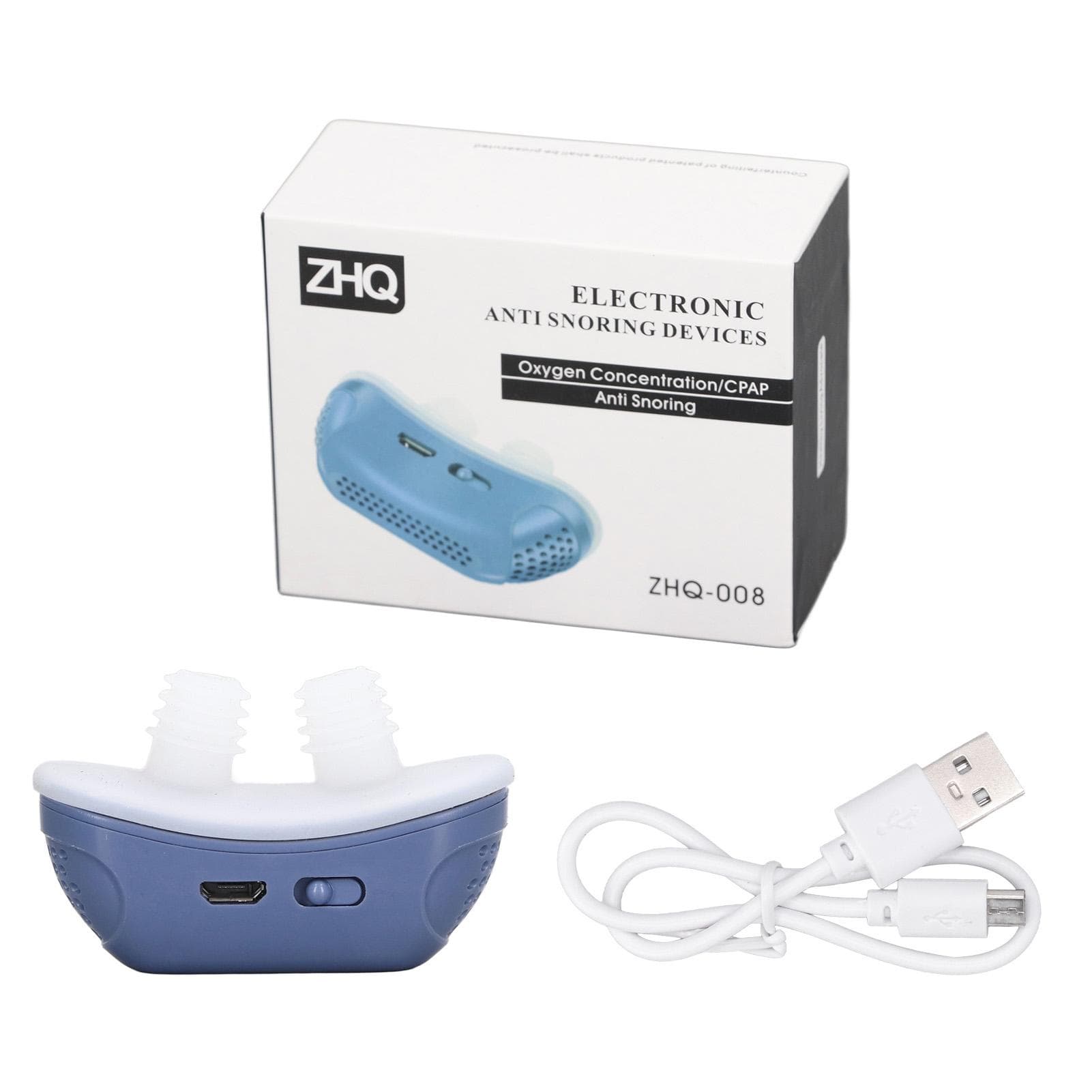 Electric Prevent Snoring Device Soft Silicone Improve Sleep Quality Nose Vents Plugs for Men Women blue