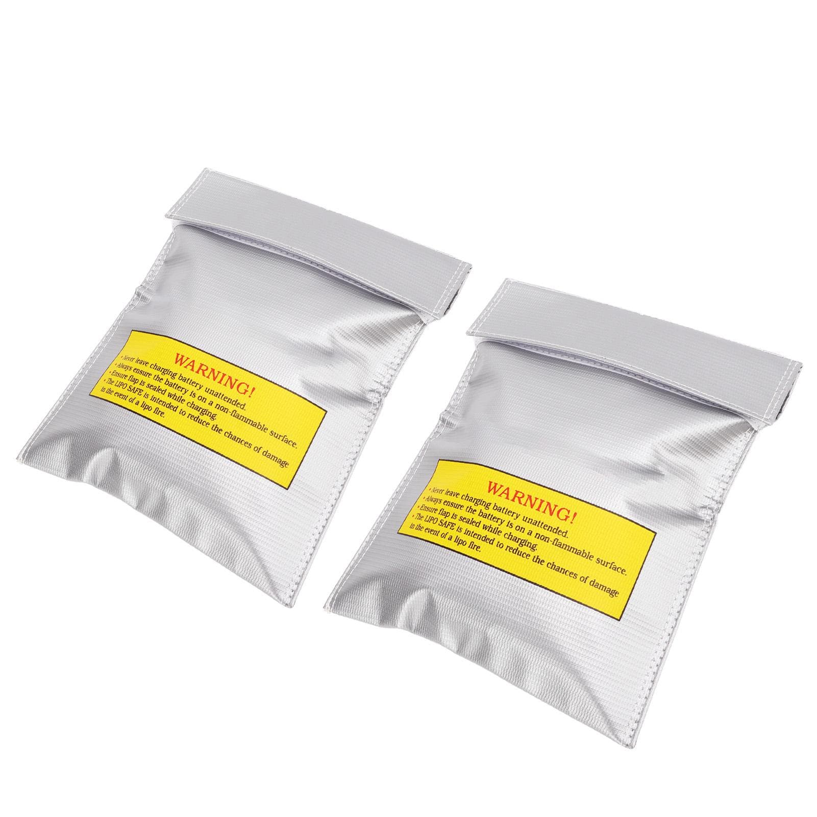 2 Pcs Lithium Battery Safety Bag PVC Fiber Fireproof Explosion Proof Lipo Battery Safety Charging