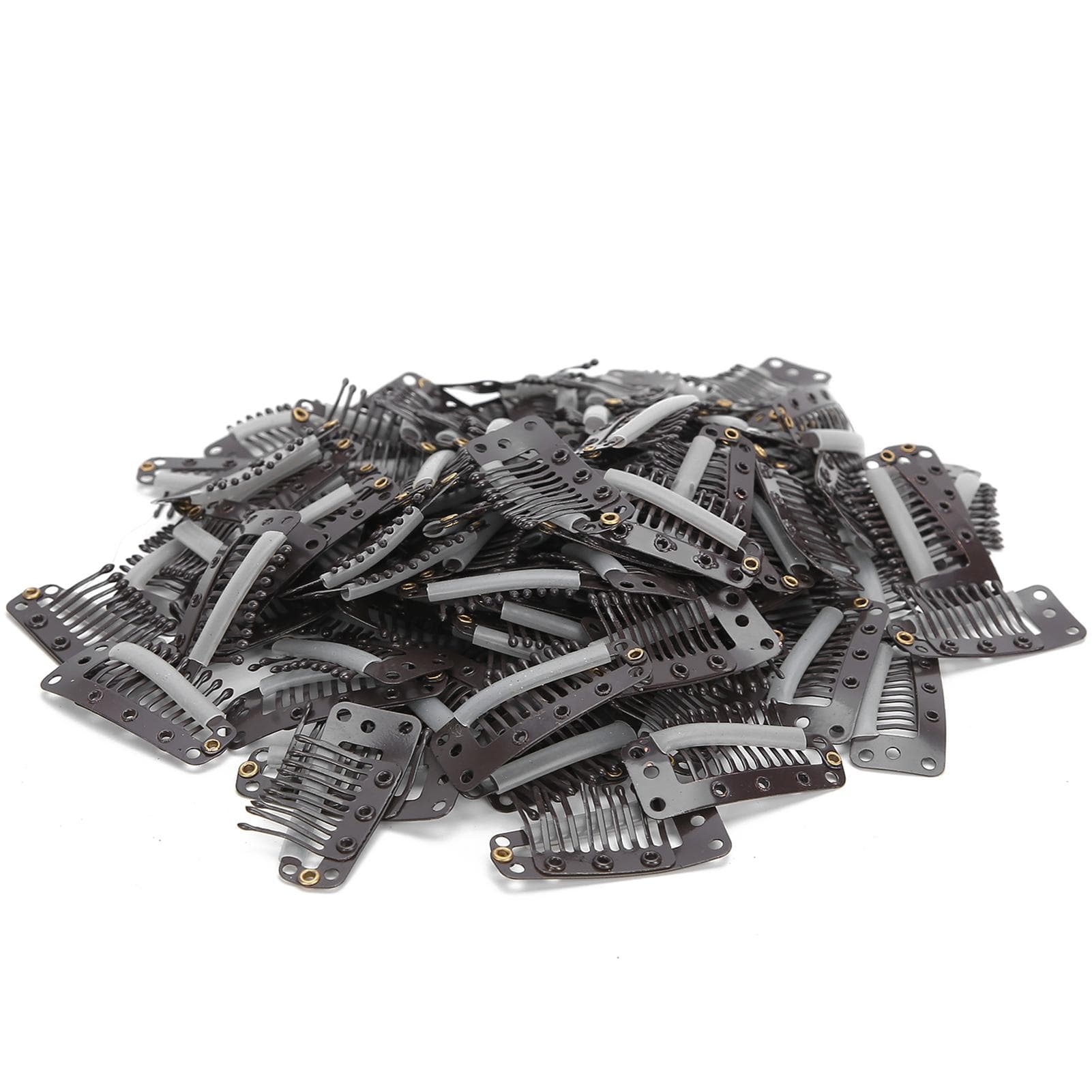 100pcs 10 Teeth Wig Clip Stainless Steel DIY Hairpiece Snap Clip for Hair ExtensionBeige coffee