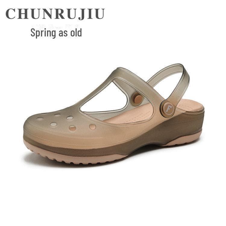 Mary Jane Women's Non-Slip Beach and Nurse Shoes - EVA Sole & TPU Upper, Eco-Friendly Jelly Sandals 37 Standard