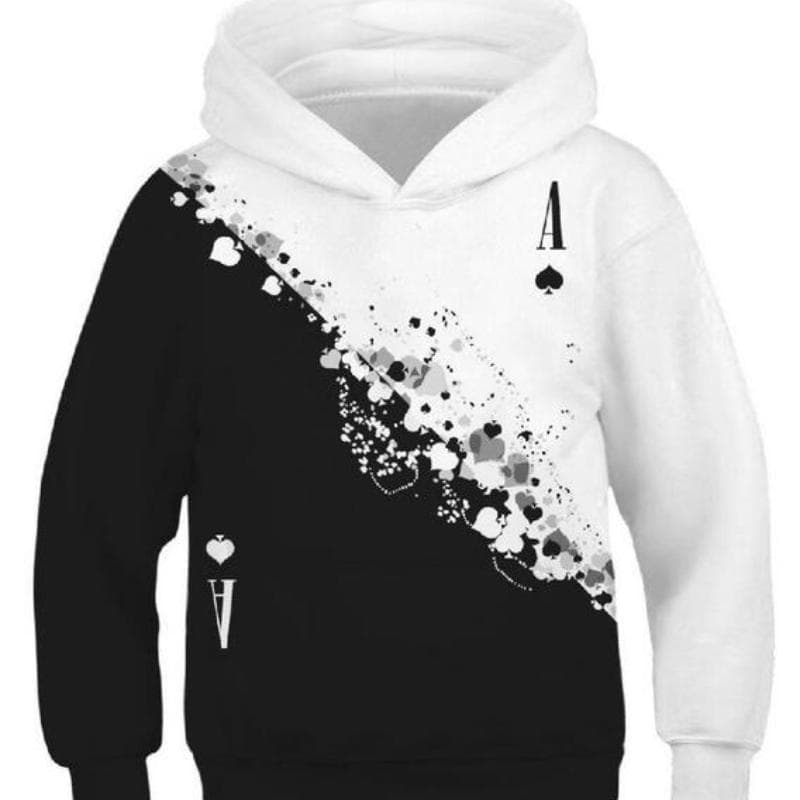 Children's Sports Hoodies Black/White 3D Print Kids Sweatshirts Junior Child Long Sleeve Pullover 4-13y Boy/Girl Hooded Sweaters 120
