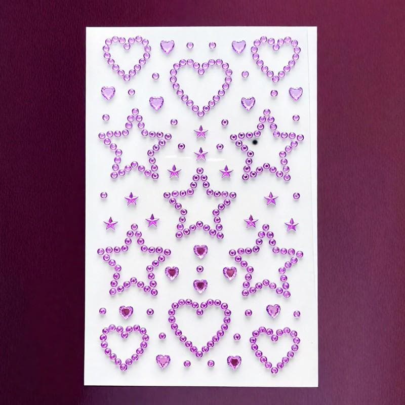 Love Pentagram Multiple Colors Glittery Stereo Gem Stickers Makeup Holiday Party Y2K Style Festival DIY Eyes Face Jewels Stickers purple