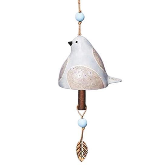 Bird Song Colorful Hanging Decoration Spring Resin Garden Bird Wind Chime Outdoor Bell Courtyard Bird Ornament Pendant Christmas white