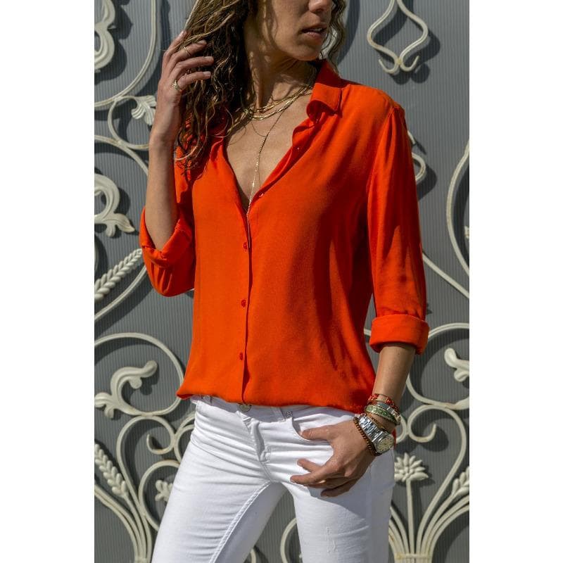 European and American Women's Clothing Popular Long-sleeved Women's Lapel Button-down Shirt Top 5XL