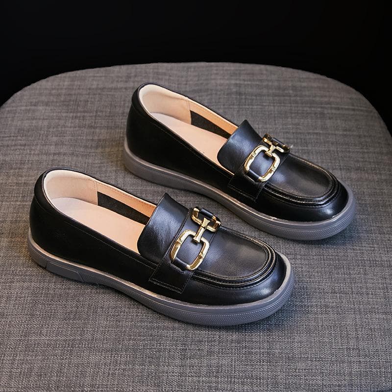 Leather Soft-soled Loafers Women's Spring and Autumn Retro Shoes French Mary Jane Single Shoes British Niche Small Leather Shoes 40 black
