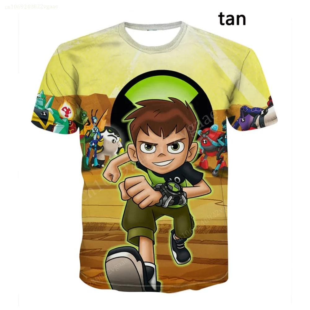 Summer Ben Tennyson 10 T Shirt Cartoon Boys Girls Tshirt Children's Clothing Kids Clothes Tee Shirts Costume Training Uniform 130cm
