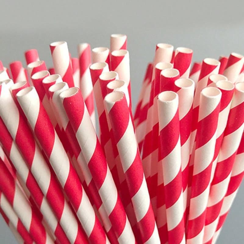 Paper Straws - Striped Straws In 16 Colors, Friendly - Non-Soggy Paper Straws 25pcs