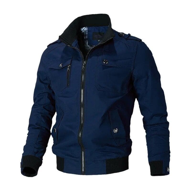 Men's Jacket Casual Fashion Outer Jacket Men's Jacket Men's Spring Autumn 2022 New Stand Up Slim Military Bomber Jacket Men XL dark blue