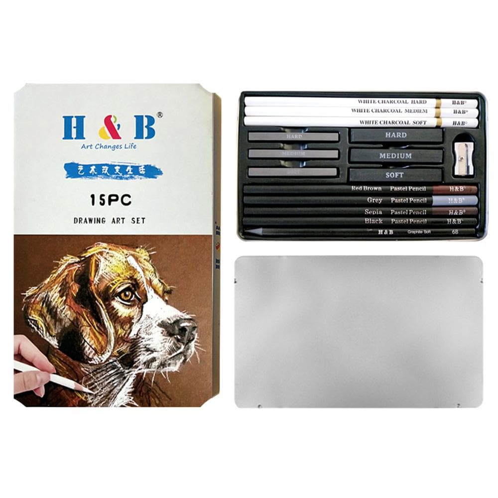 H&B 15pcs Colouring Pencils Sketching Drawing Tools Art Supplies For School 15 Pieces