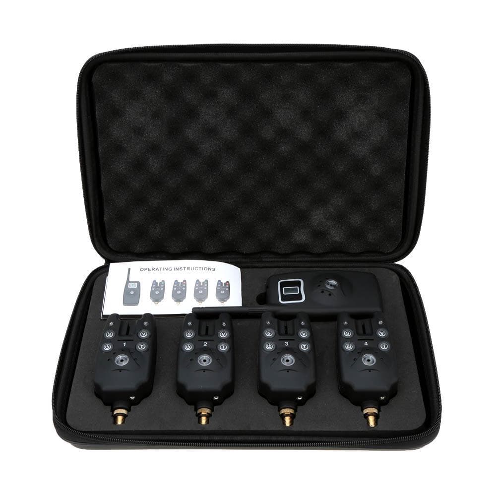 Lixada Wireless Fishing Bite Alarms Set Digital Fishing Alarm Kit LED Alarm Indicator Alert Bell JY-19 black