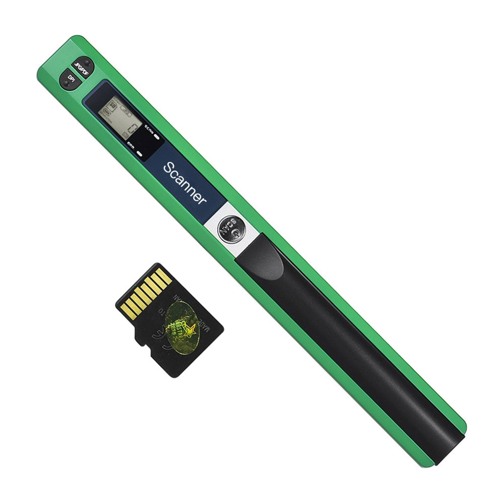 Portable Handheld Wand Wireless Scanner A4 Size 900DPI JPG/PDF Formate LCD Display with Protecting green