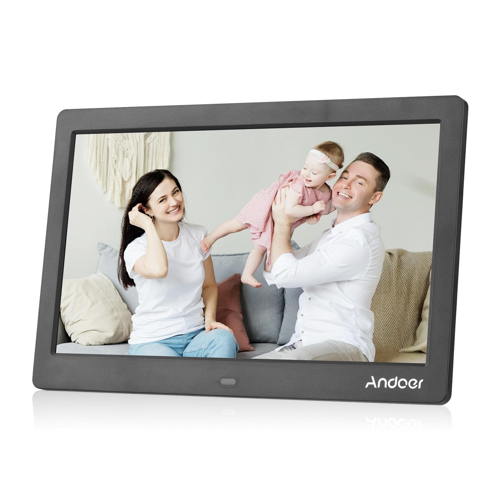Andoer 10 Inch Wide LCD Screen Digital Photo Frame 1024 * 600 High Resolution Electronic Photo EU Plug black
