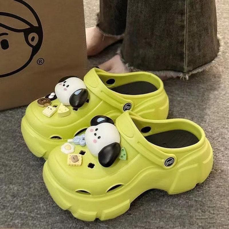 New Sandal Slippers Cute Cartoon Dog Women Summer Beach Sandals Cave Hole Female Garden Shoes for Students Girls Hole Slippers 36