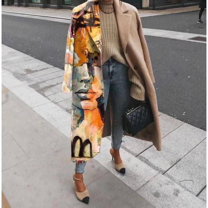 Autumn Women's Clothing Multi-color Plaid Long-sleeved Lapel Jacket 4xl