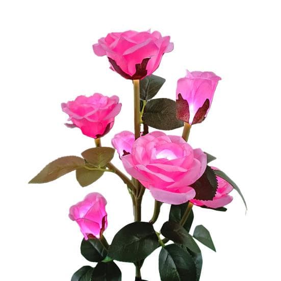 Rose Flower Solar Garden Light Auto Charging Waterproof Easy to Install Solar Powered LED Lamp Yard Pathway Decoration 7 pink