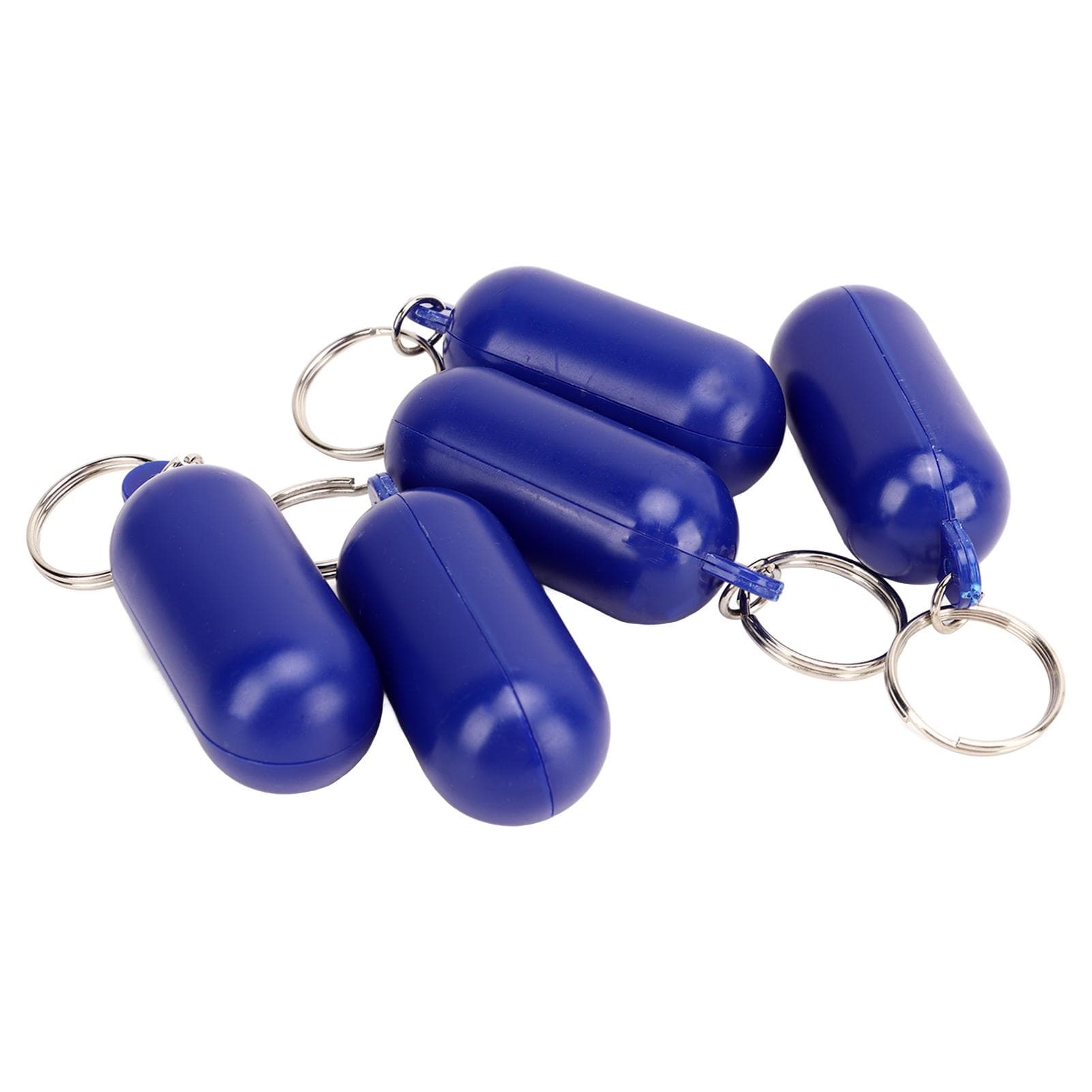 5Pcs Plastic Floating Keychain Pill Shape Float Key Ring for Boating Fishing Kayak Surfing Sailing dark blue