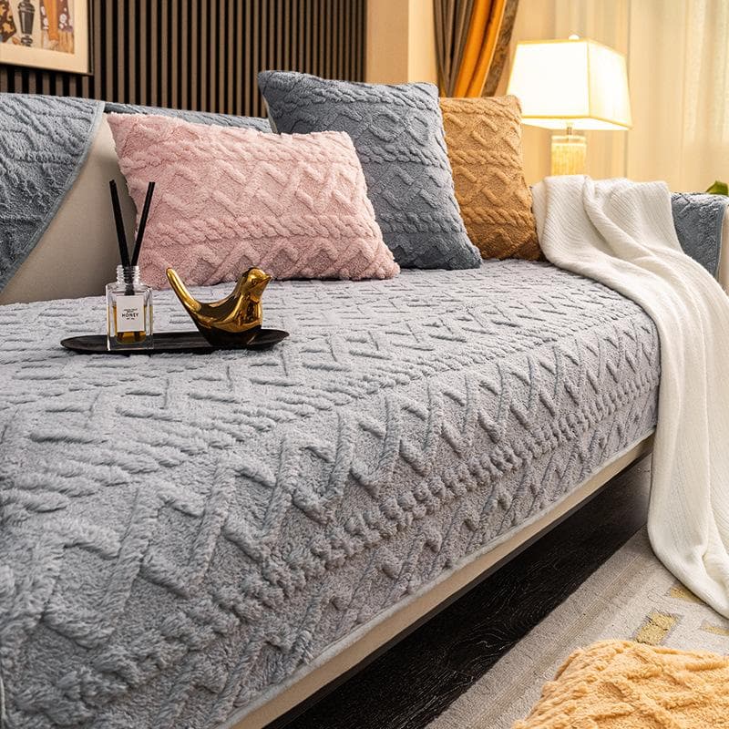 Simplicity Solid Color Thick Plush Sofa Covers Towel Soft Plush Couch Cover for Living Room L-shaped Corner Sofas Decor Cushion 70x70cm 1pcs