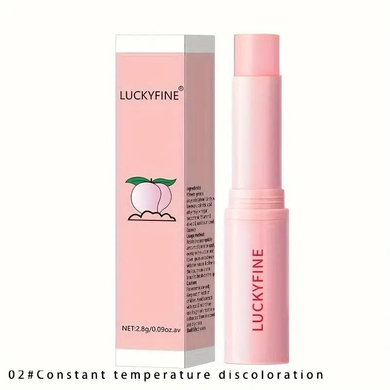 1PC Natural Peach Lip Balm Long-lasting Moisturizing Lipstick Temperature Change Color Lipstick Anti-drying Hydration Lip Care 02#Discoloration(pink)