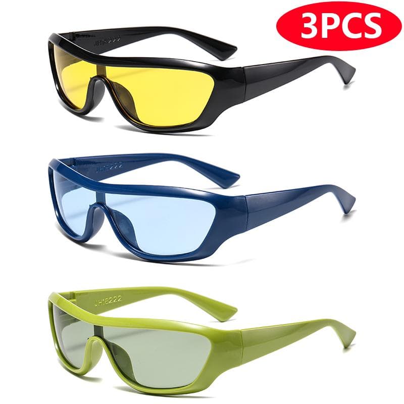 3pcs Punk Style Glasses Women Large Frame Sunglasses Set Fashion Cat Eye Retro Sun Glasses Unisex