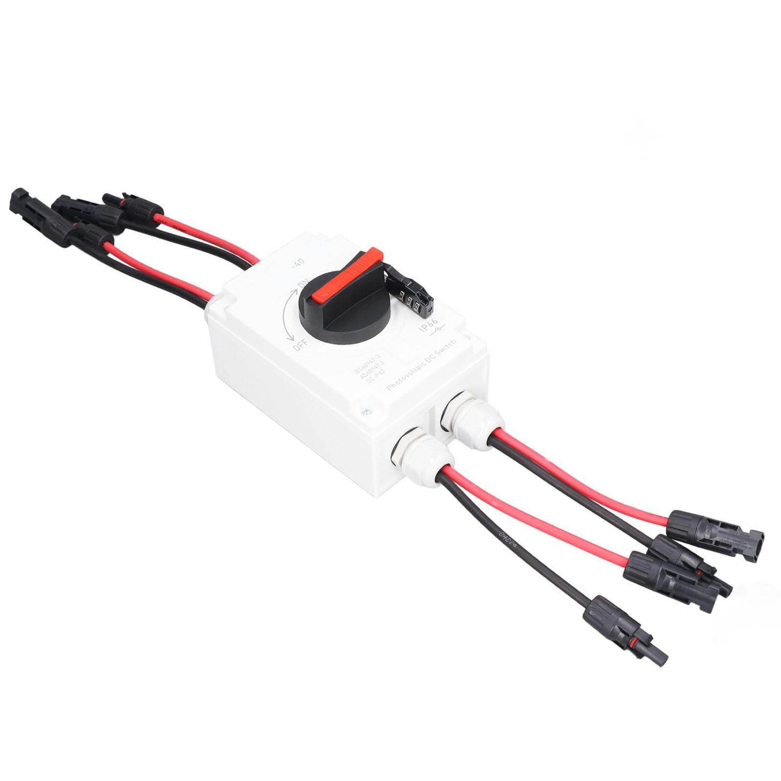 PV Solar Disconnect Switch 2 Input 2 Output Photovoltaic Circuit Isolator 32A DC1200V 2 String IP66