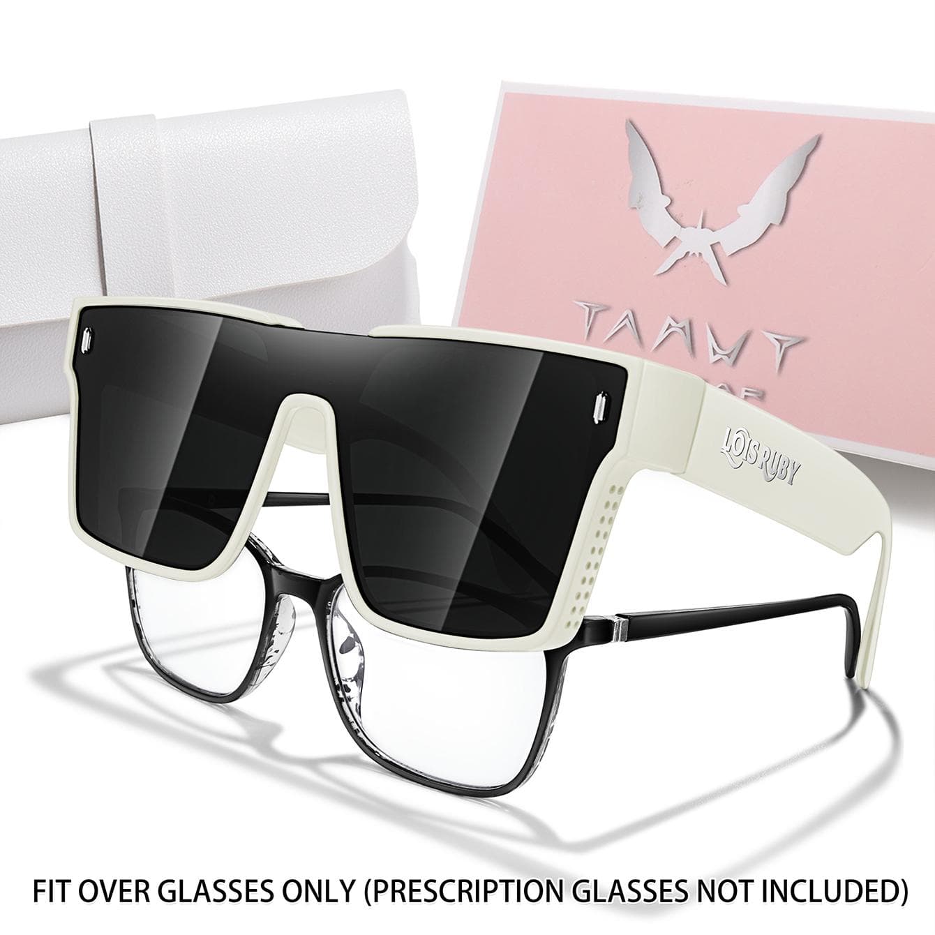 Mens Oversized Square Fit Over Prescription Sunglasses for Driving Fishing Bicycle Goggles UV Protection