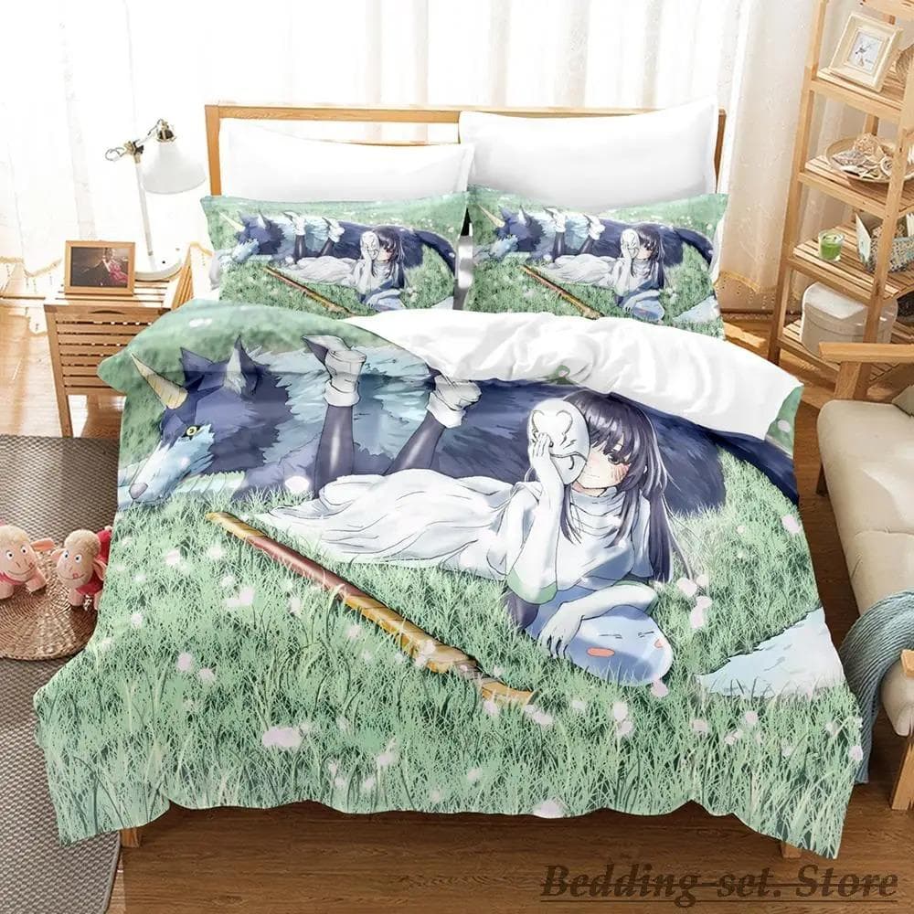 Rimuru Tempest Bedding Set Single Twin Full Queen King Size Bed Set Adult Kid Bedroom Duvetcover Sets Anime Kawaii US Twin 172x218cm