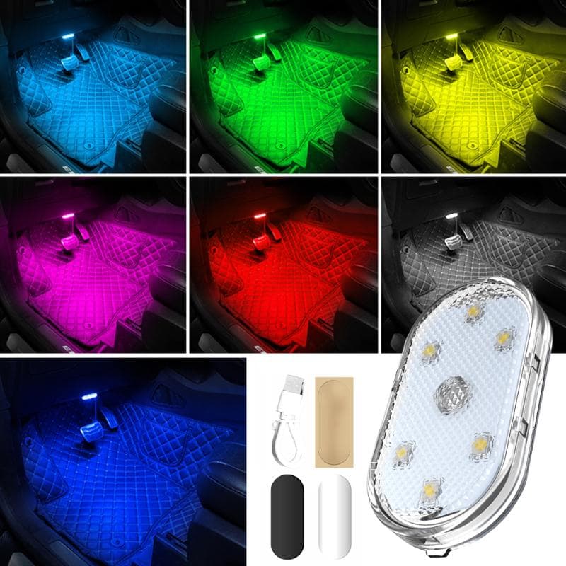 Car Mini LED Interior Mood Light USB Rechargeable Magnetic Wireless Touch Light Roof Reading Light Car Interior Accessories 7 Color