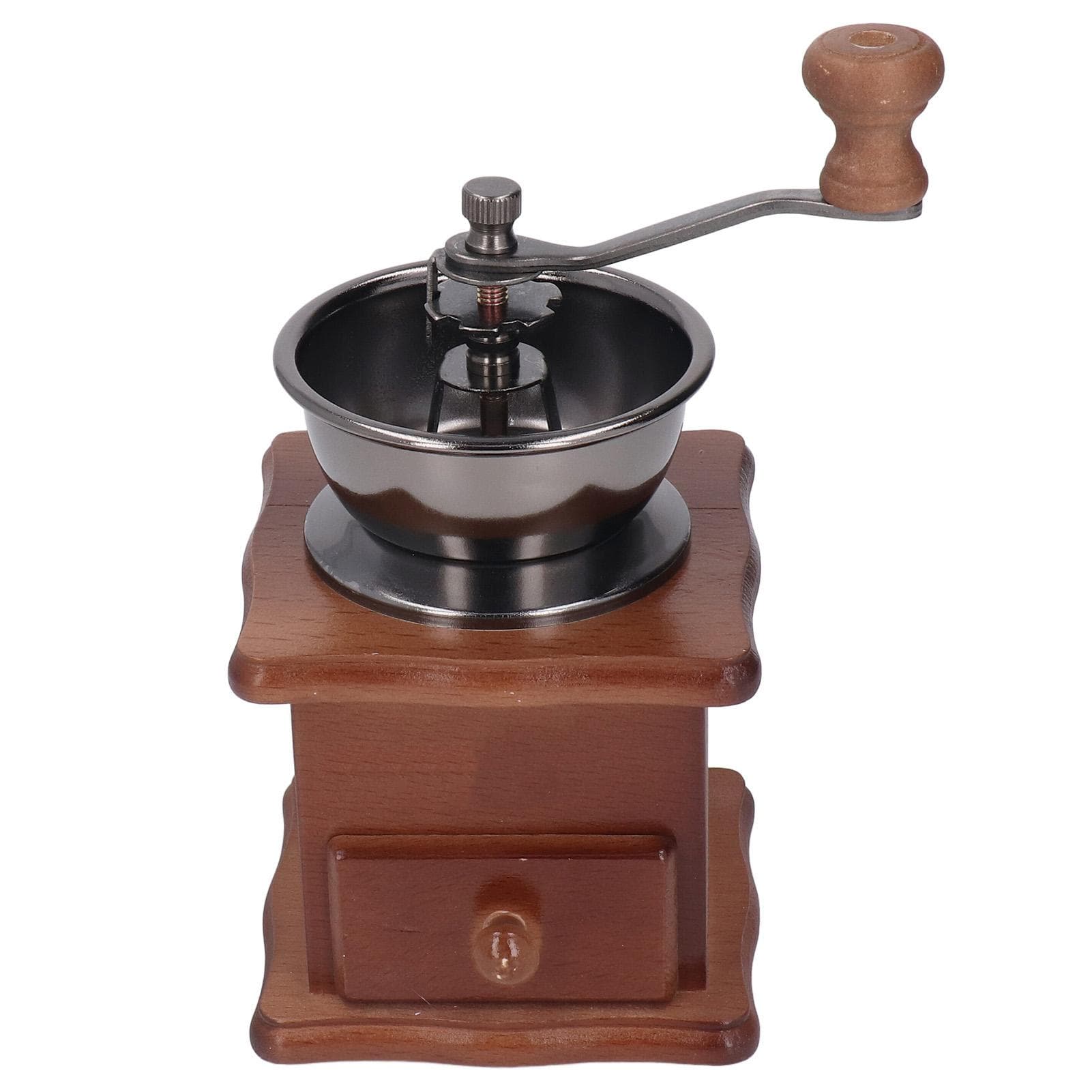 Hand Coffee Mill Grinder Retro Beech Classic Style Wood Base Rust Proof Stainless Steel Core Manual