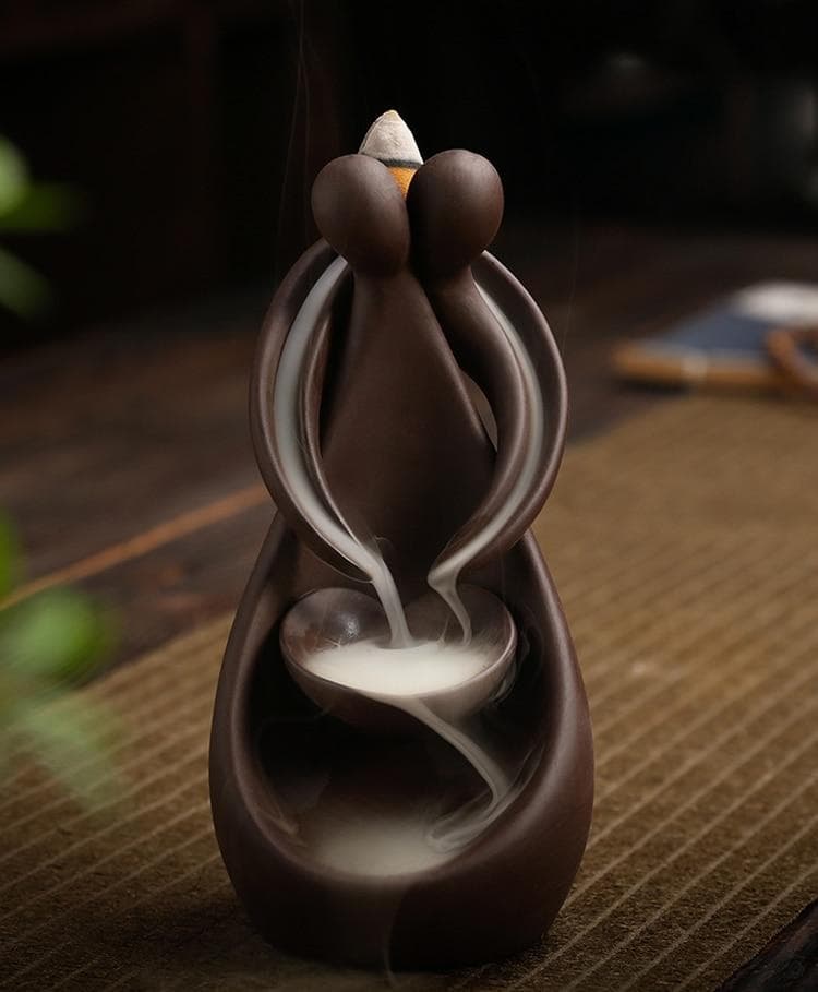 Incense Stick Holder Handmade Ceramic Lotus Incense Burner Fragrance Backflow Water Censer Creative Sticks for Yoga Meditation 6.9*7.2*13.8cm