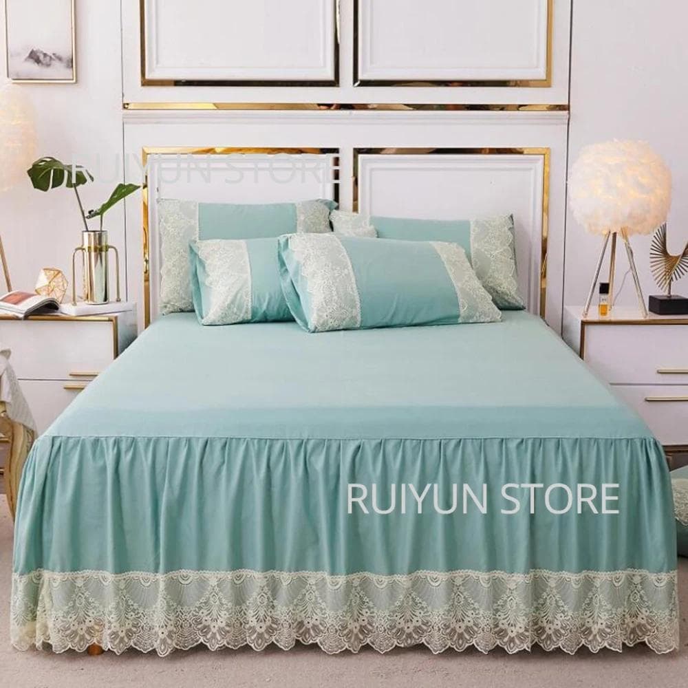 Decorative Lace Bed Skirt Non-slip Mattress Cover Protecor Bed Cover Ruffled Bed Skirt Bedspread Bedsheet Solid Color 150x200x45cm