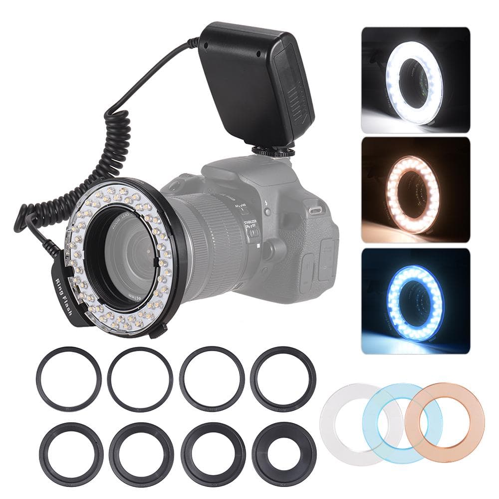 HD-130 Macro LED Ring Flash Light LCD Display 3000-15000K GN46 Power