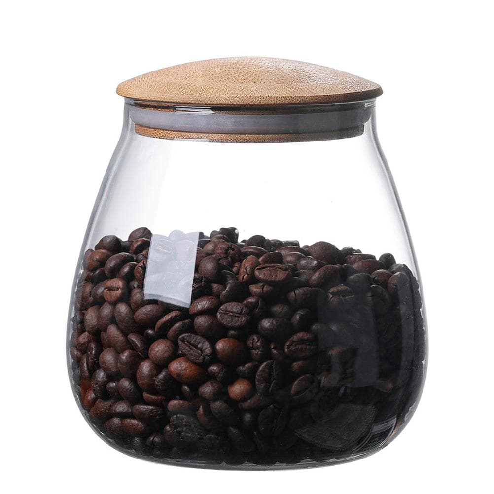 Glass Storage Can with Wooden Lid Glass Clear Kitchen Jar for Beans Rice Jams Biscuits Candies L(for 6.5-9kg)