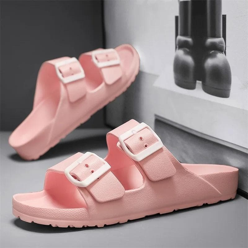 Trendy Men's Slip-On Beach Slippers with Casual Buckle, Comfortable Flat Heel Cover for Couples 48