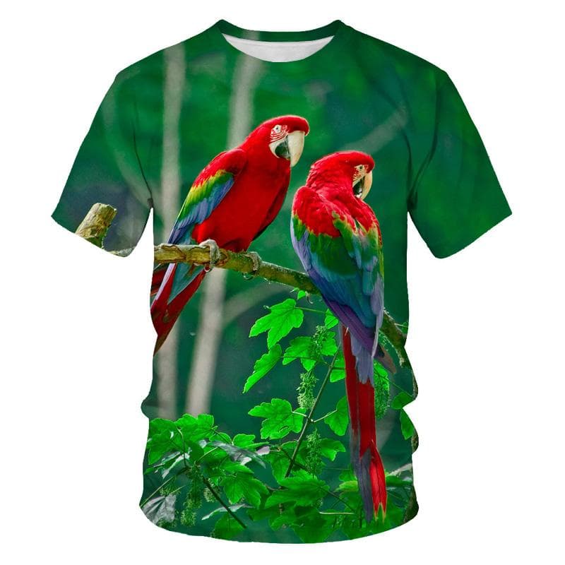 Parrot T Shirt Men Flower Tshirt Hip Hop Tee Animal Brid 3d Print T-shirt Women Clothing Casual Tops Mens Sweatshirt Shirts 6XL