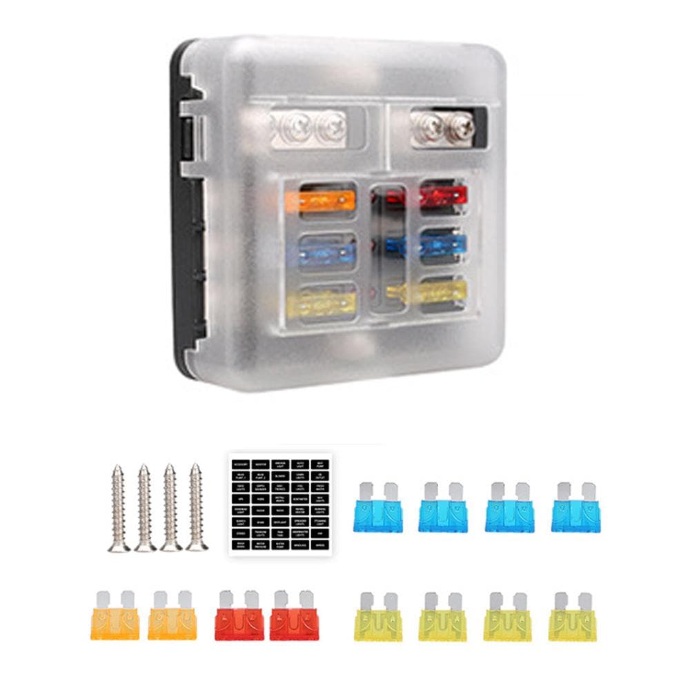 Universal 6 Ways Fuse Block Car Fuse Holder With Negative Electrode Vehicle Fuse Box Auto Fuse multicolour