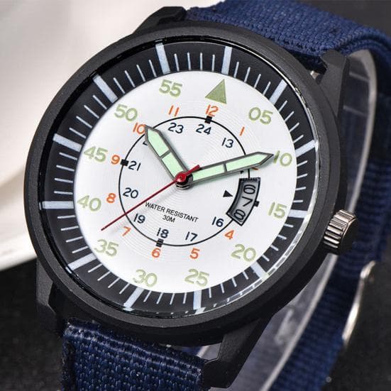 Military Men Stainless Steel Luminous Dial Date Display Luxury Sport Wrist Watch blue
