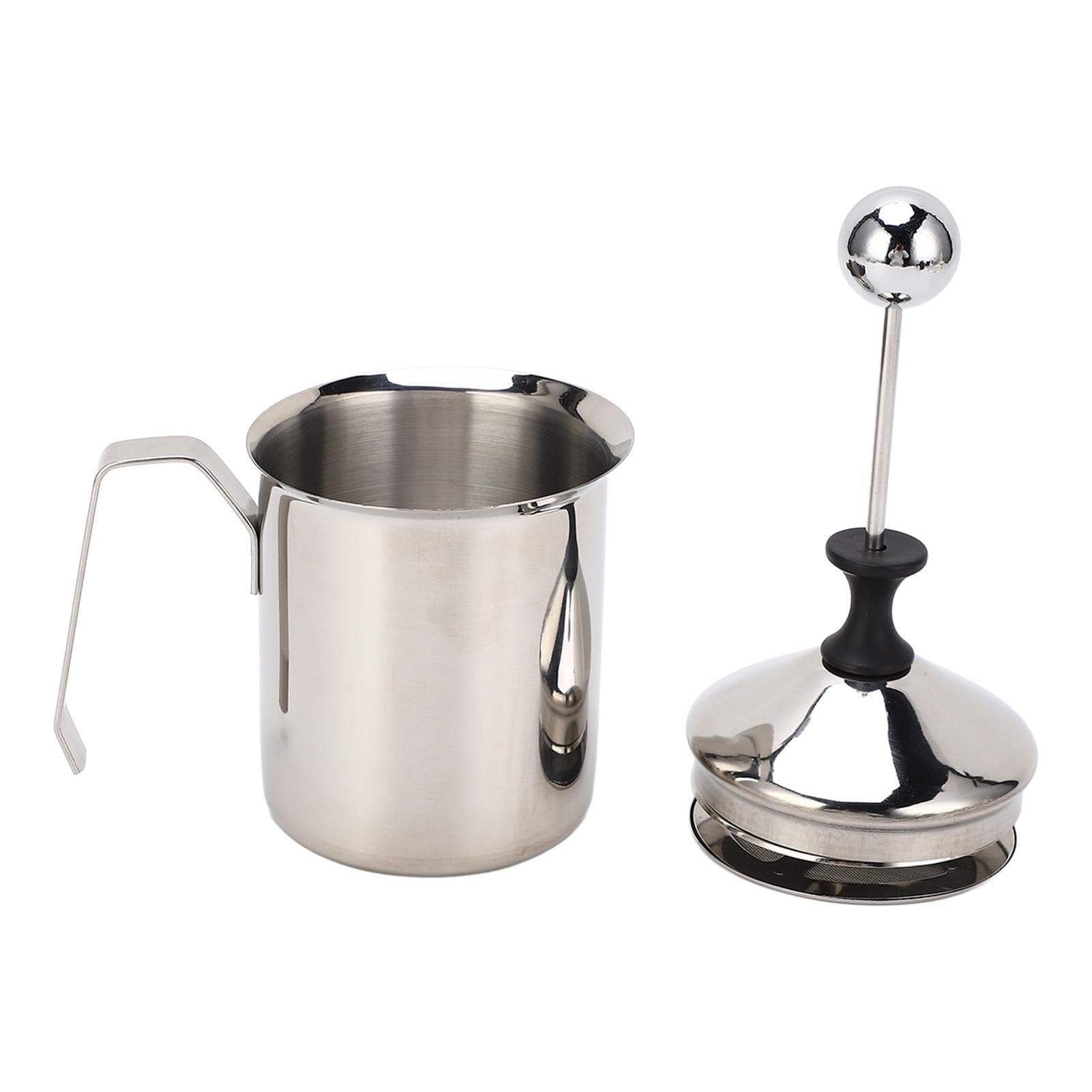 Manual Milk Creamer 500cc Stainless Steel Double Layer Thick Handle Hand Pump Frother for Home Cafe