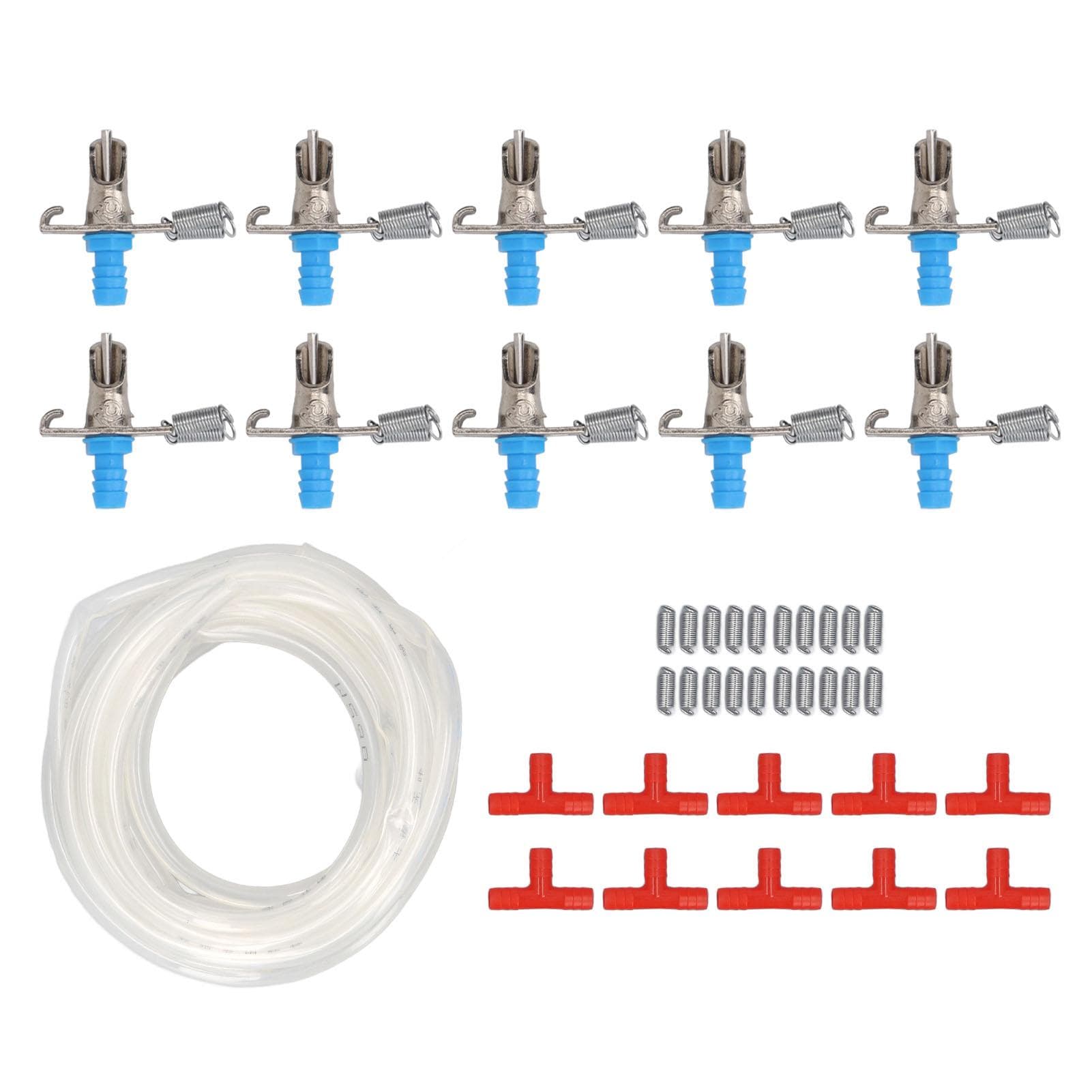 10PCS Automatic Rabbit Water Nipples Galvanized Rabbit Water Drinker Feeder with 5m Tube for Small
