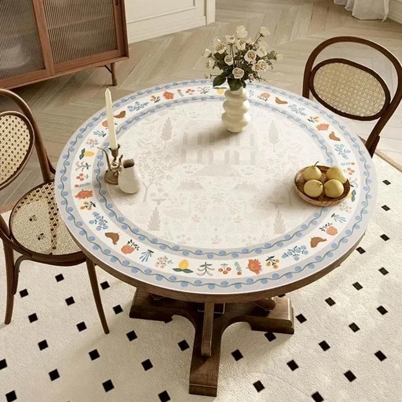 Round Waterproof Tablecloth Pvc Oil-proof Anti-scalding Dining Table Mat Japanese Minimalist Style Home Decoration Tablecloths Diameter 150cm
