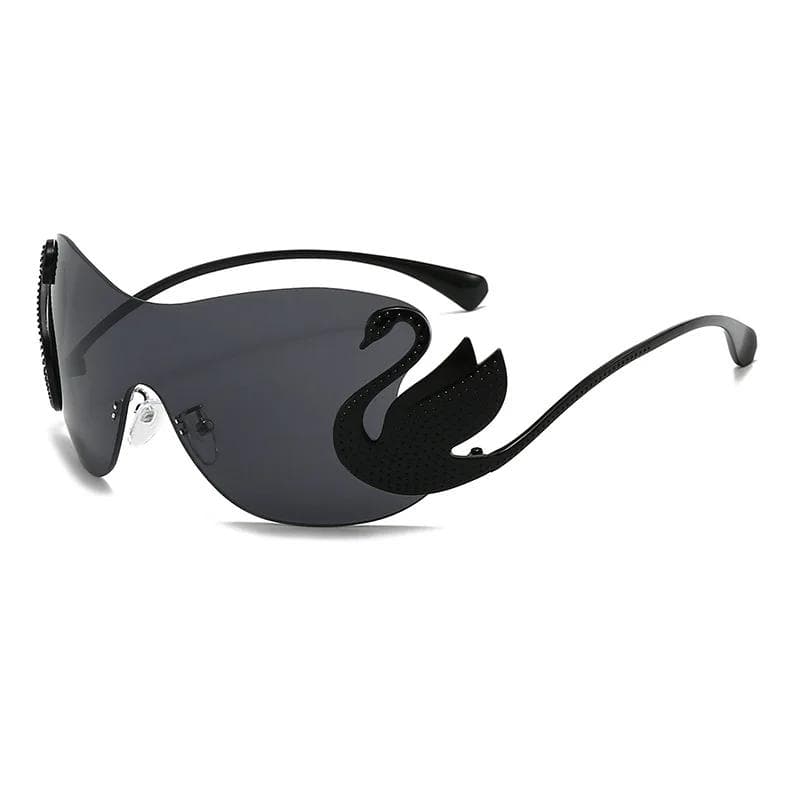 Trendy Oversized Rimless Sunglasses for Women Vintage Metal Shades Gradient Lens Travel Eyewear