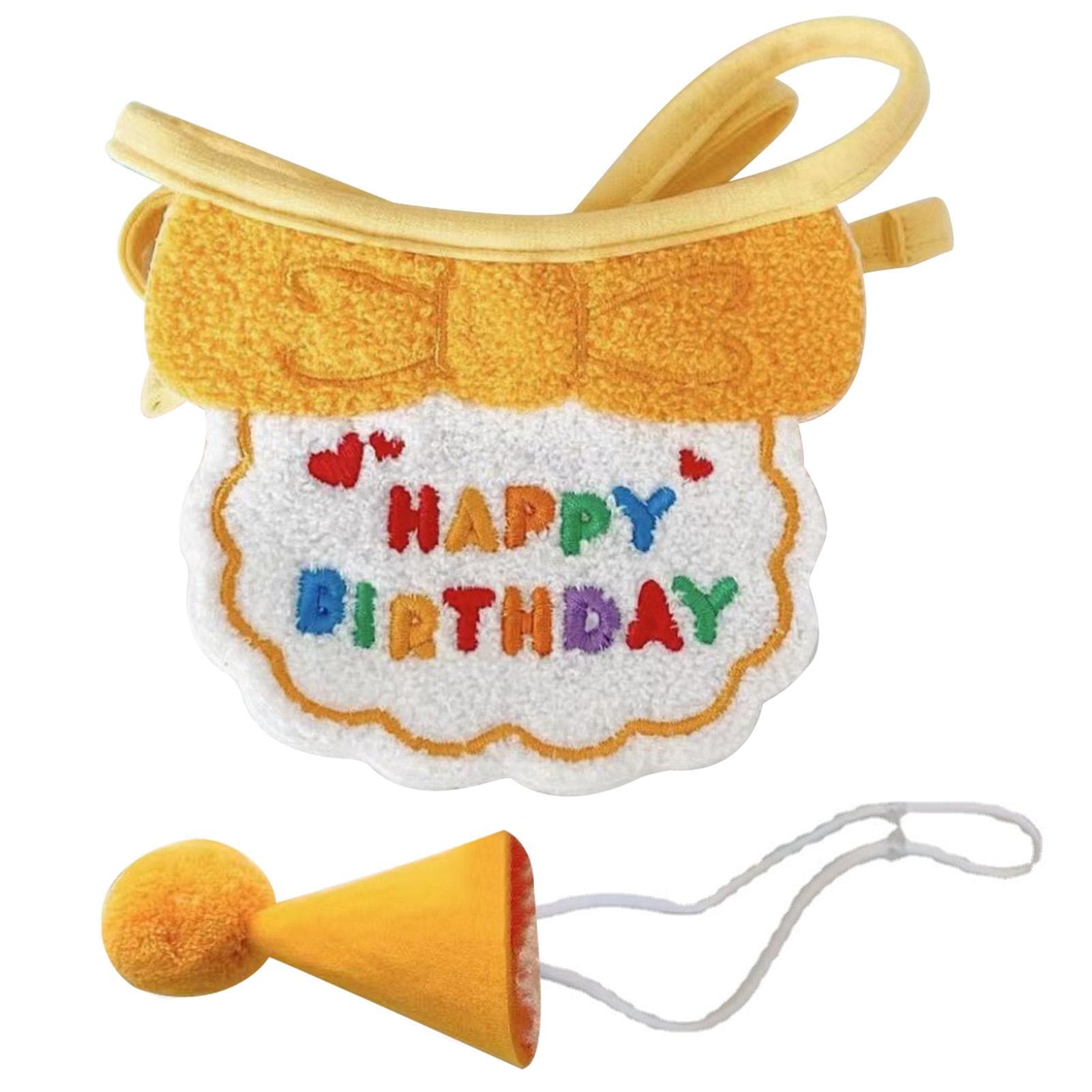 Cat Dog Bibs and Hats Cute Dress Up Hats Bib Funny Photography Props Gift for Birthday Party Yellow